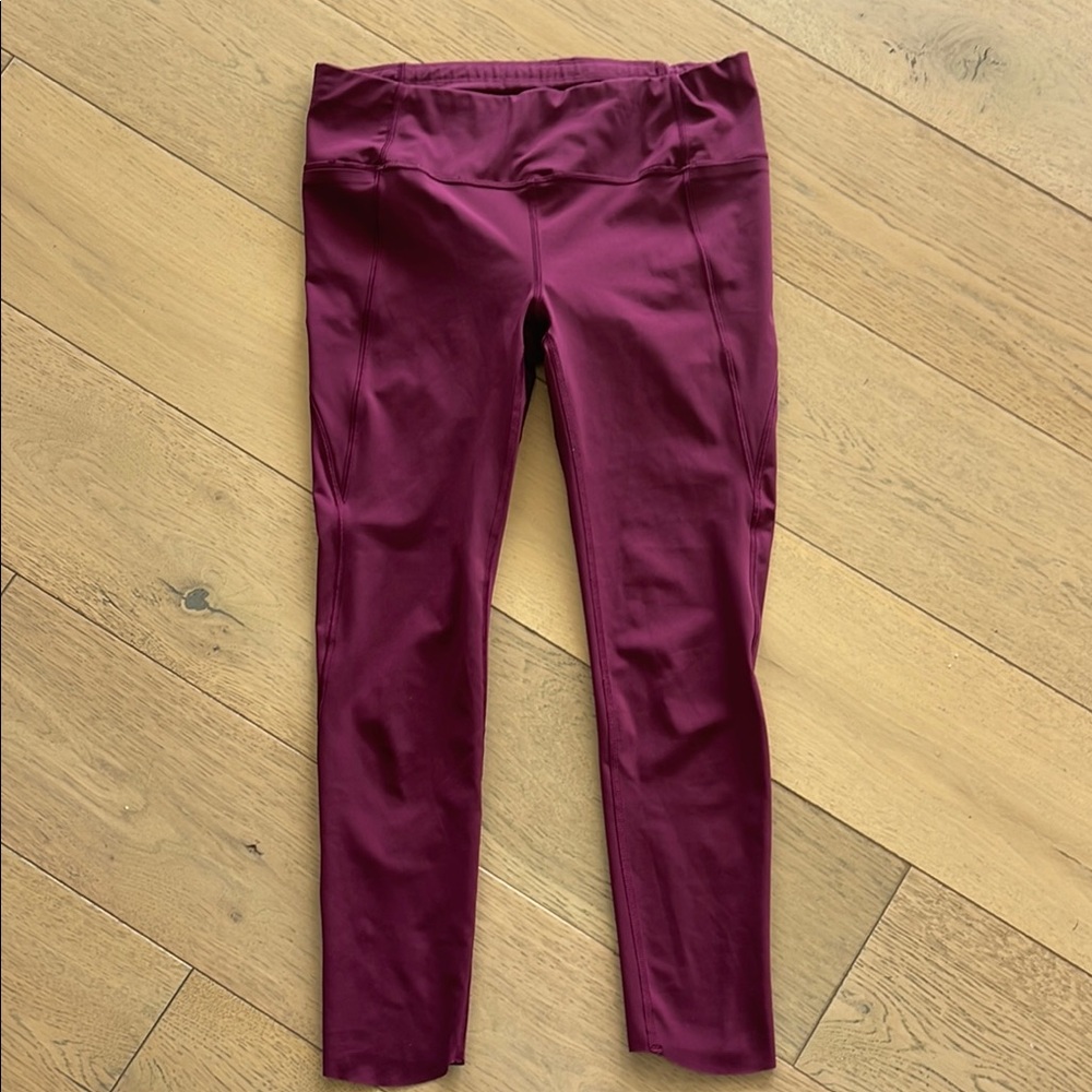 Athleta Burgundy Leggings Sleek Fitted Stretch